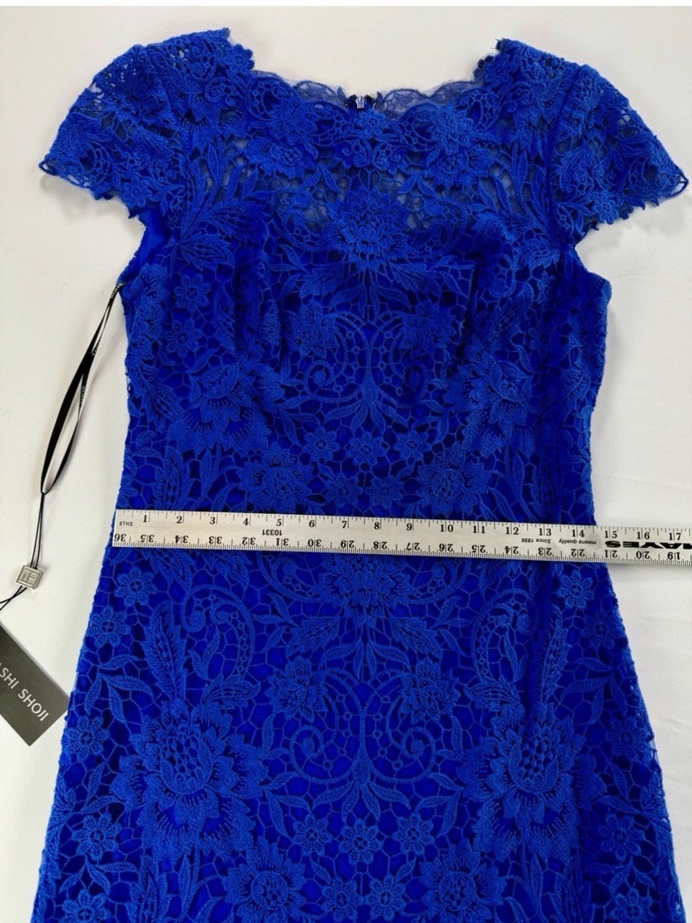 Tadashi Shoji Royal Blue Lace Cap Sleeve Cocktail Dress Size 10P - Picture 6 of 10